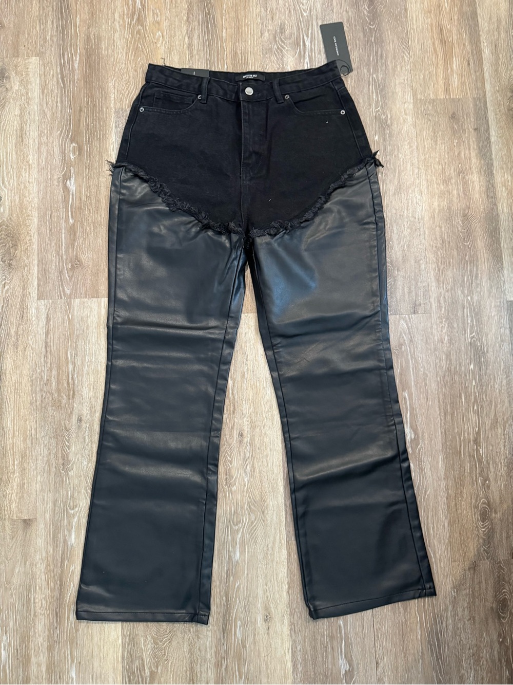 NWT AMERICAN BAZI LOS ANGELES PU Patchwork Pants